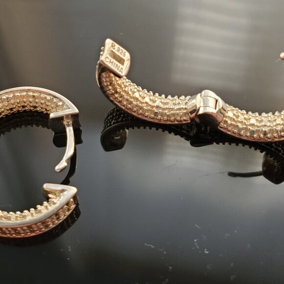 Sterling silver and gold tone loop earrings - Picture 2 of 2